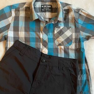 Zoo York boys Blue and gray Plaid Shirt